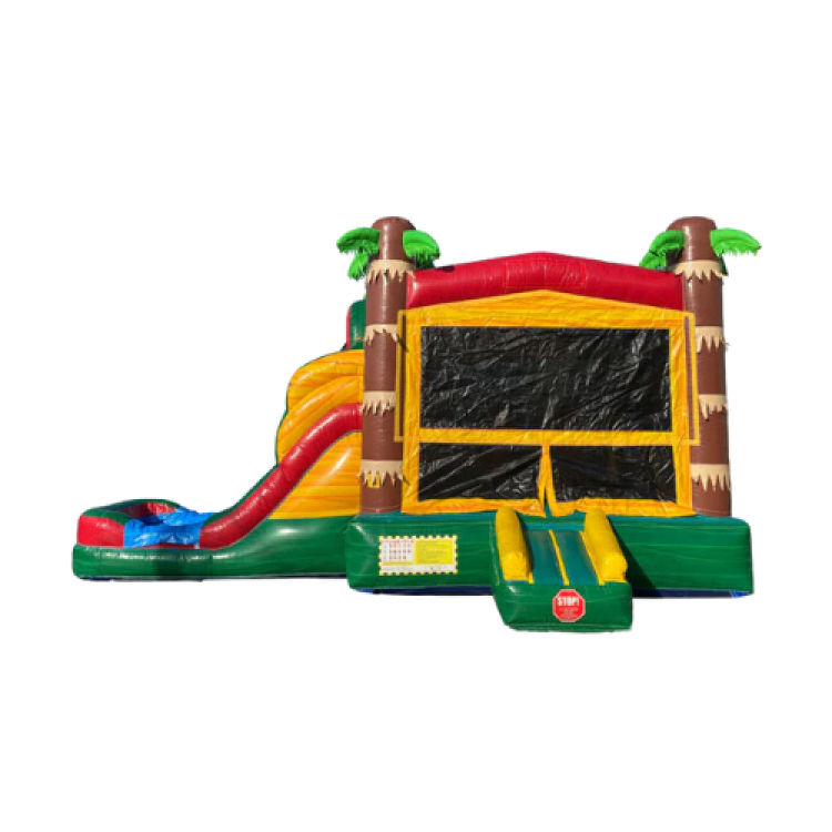 Palm Tree Bounce House with Slide Combo Wet n Dry