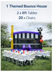 Themed Bounce House Party Package + (Setas up to 20)